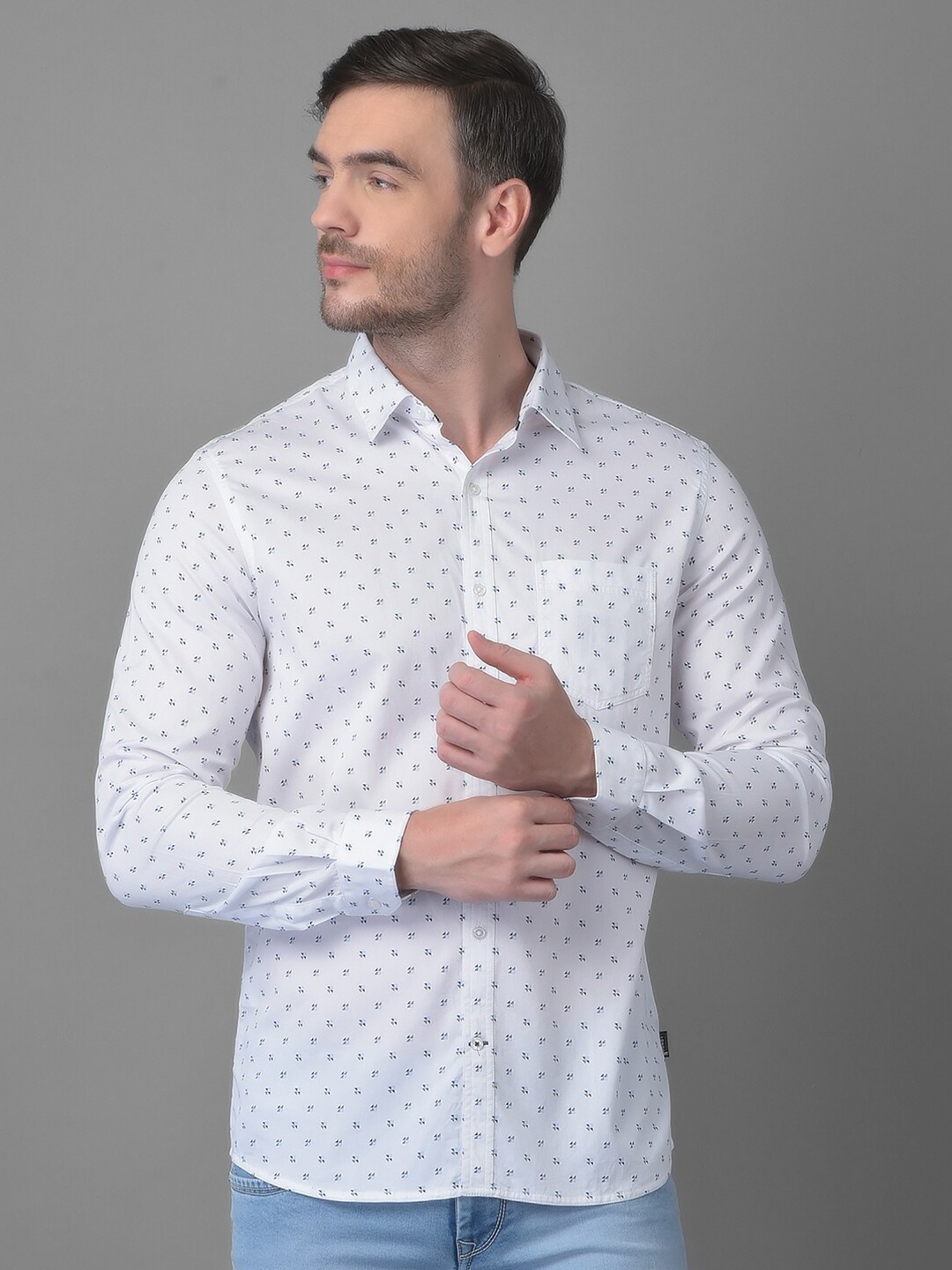 

Canary London Men White Smart Slim Fit Printed Casual Shirt