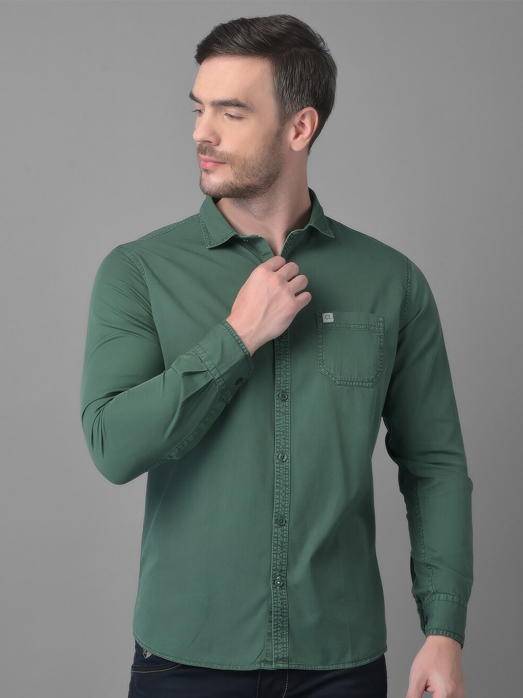 

Canary London Men Olive Green Smart Slim Fit Casual Shirt