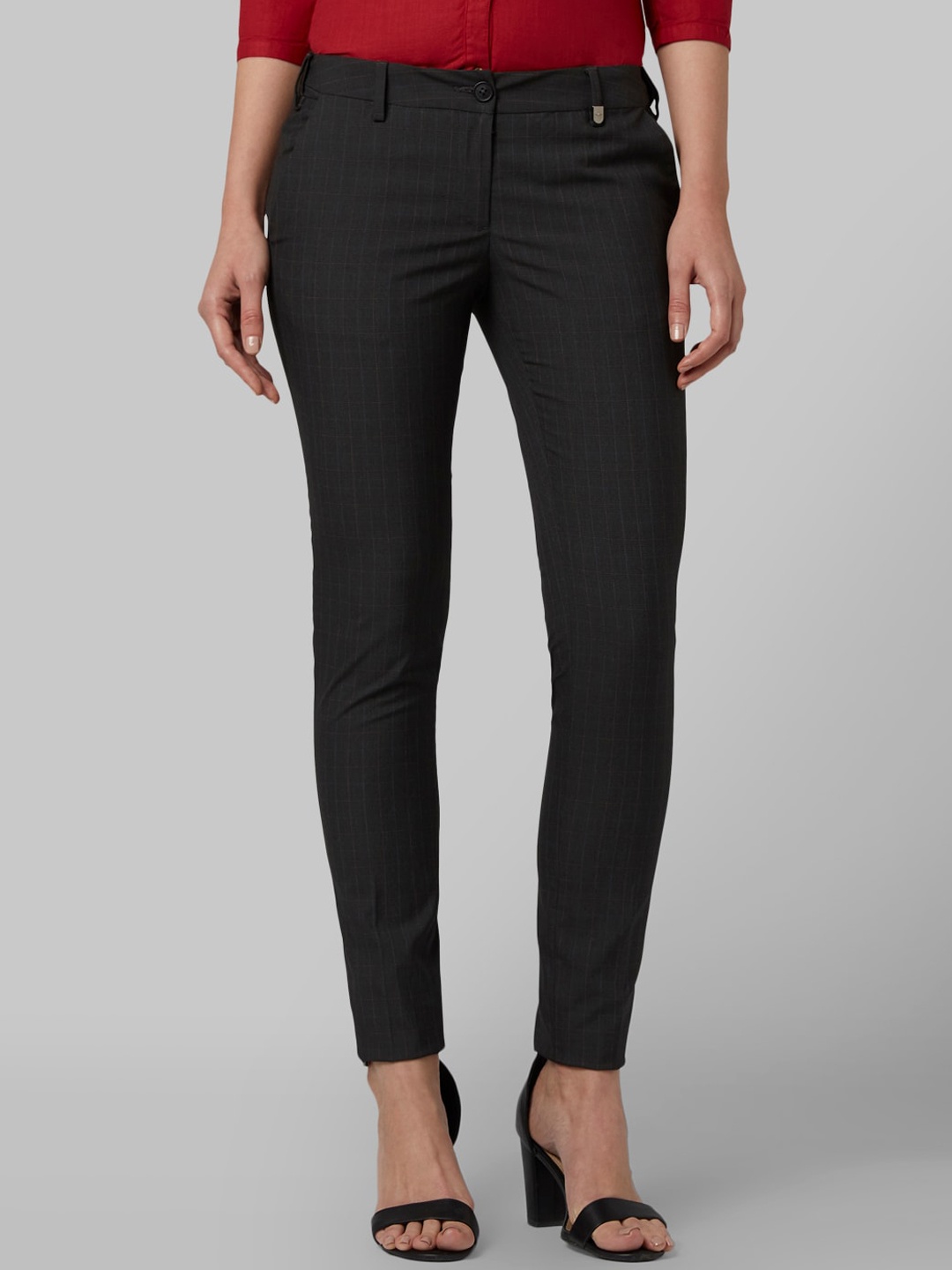 

Park Avenue Women Grey Striped Trouser