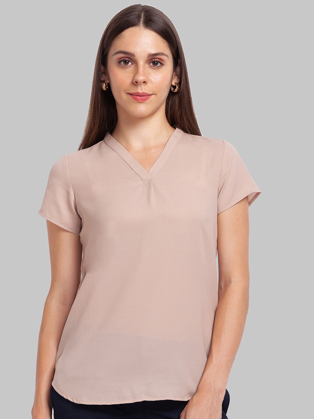 

Park Avenue Beige V-Neck Top