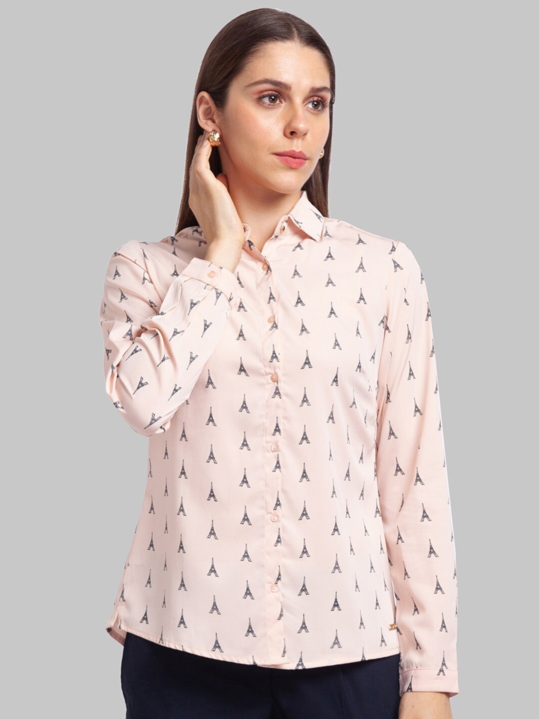 

Park Avenue Beige Print Shirt Style Top