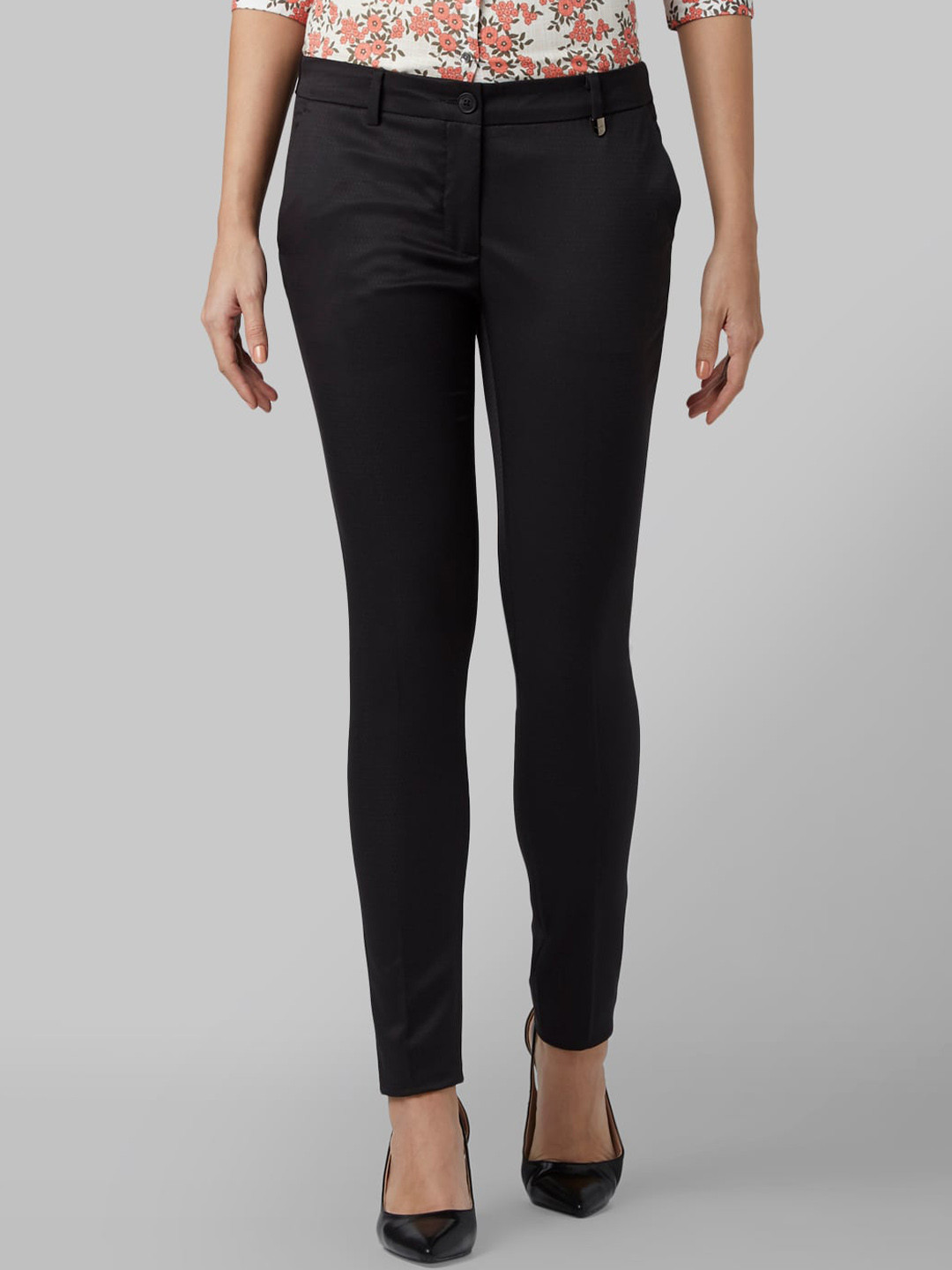 

Park Avenue Women Black Tapered Fit Cigarette Trousers