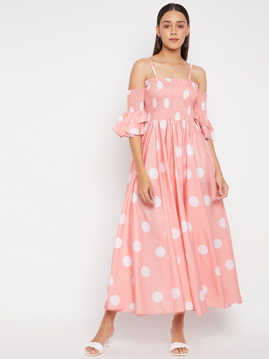 

PANIT Pink Printed Crepe Maxi Dress
