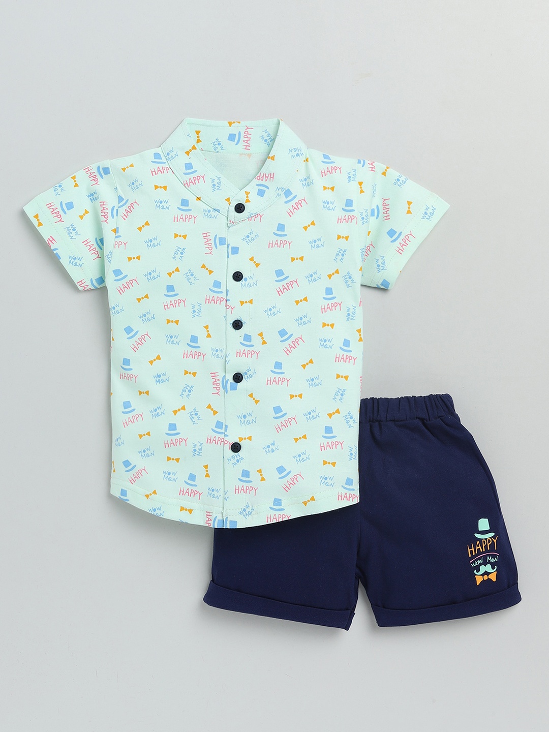 

Toonyport Boys Sea Green & Blue Printed Shirt with Shorts