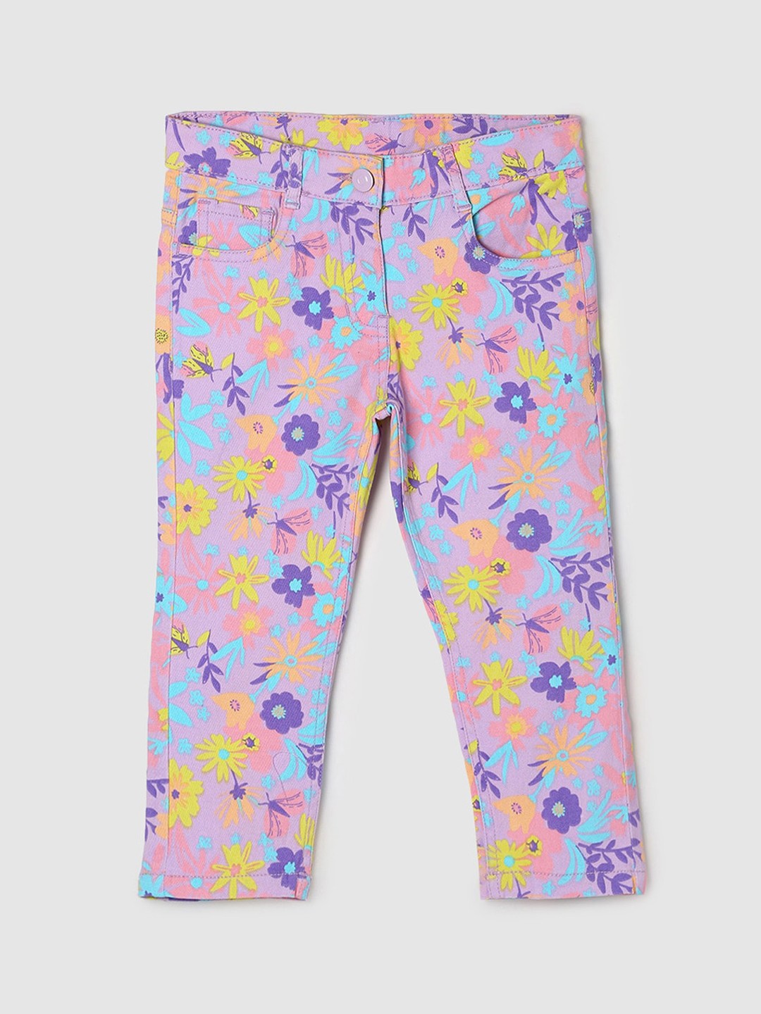 

max Girls Lavender Floral Printed Trousers