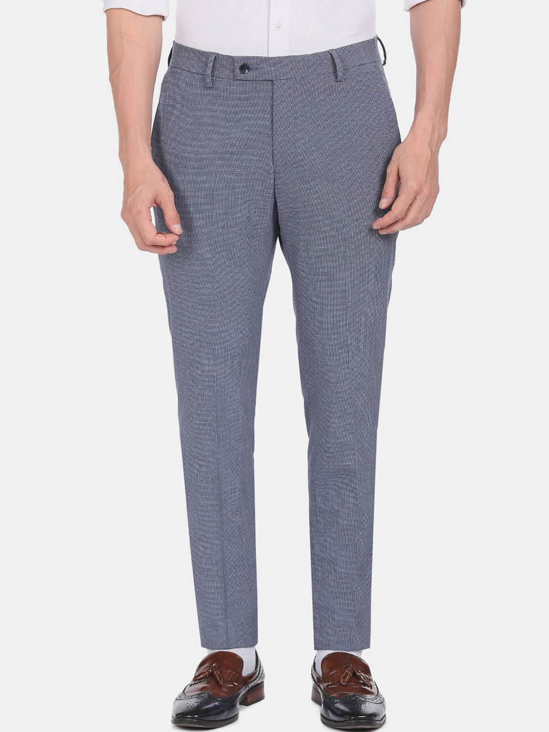 

Arrow Men Grey Textured Trousers