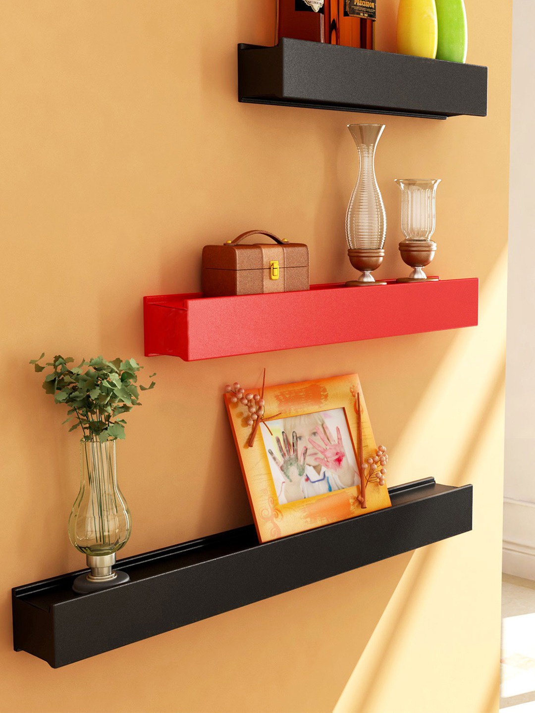 

Home Sparkle Set of 3 Wall Shelves, Black