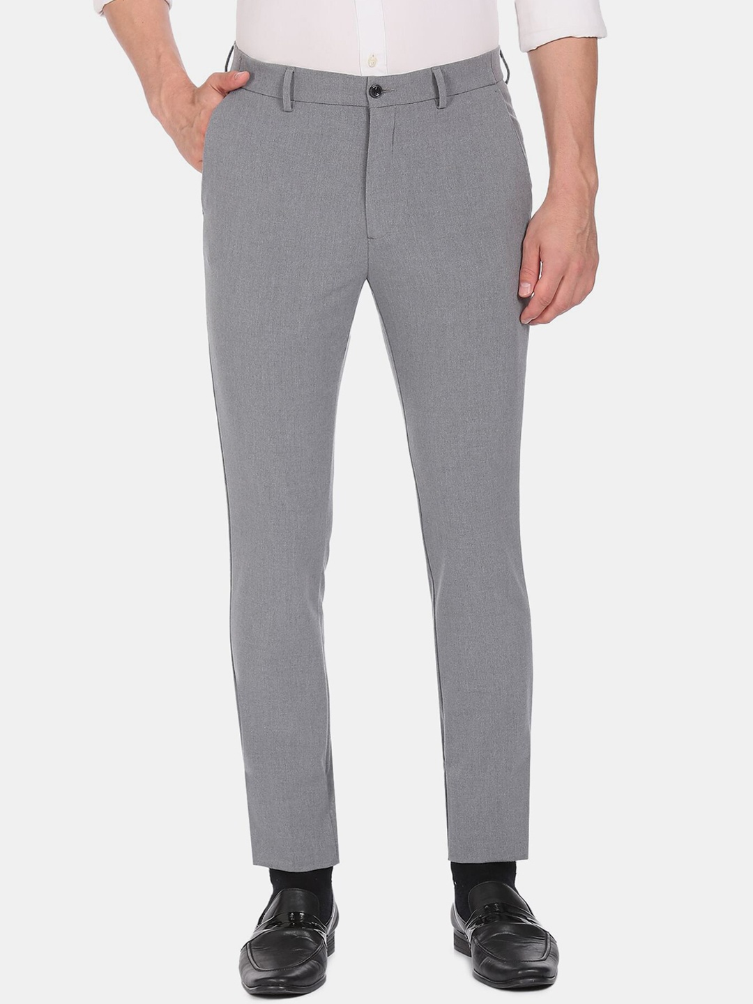 

Arrow New York Men Grey Slim Fit Trousers