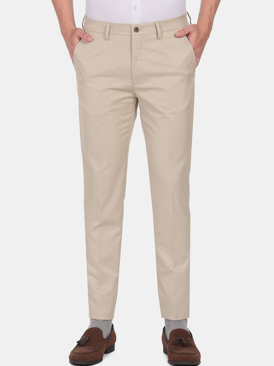 

Arrow New York Men Beige Slim Fit Formal Trousers