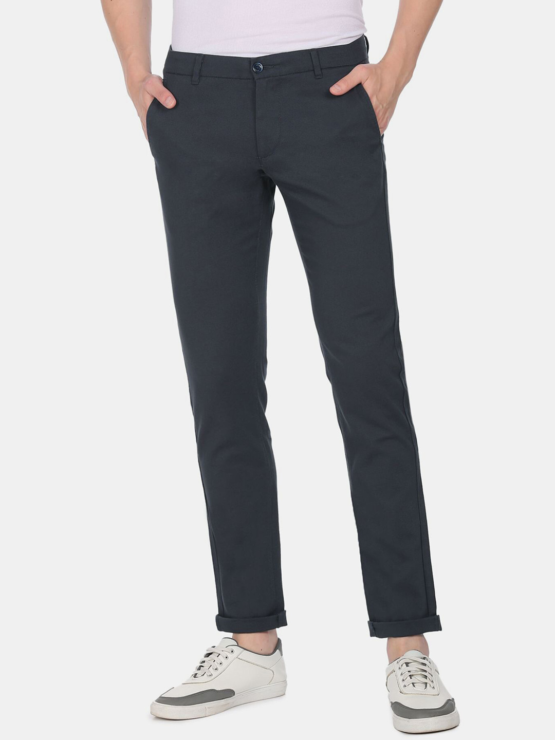 

Arrow Sport Men Blue Slim Fit Low-Rise Trousers