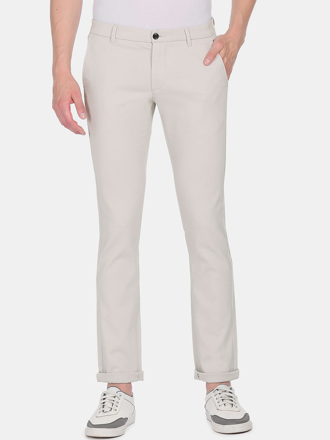 

Arrow Sport Men Beige Slim Fit Low-Rise Trousers