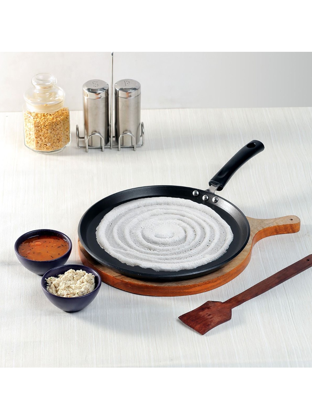 

Vinod Black Solid Dishwasher safe Cast Iron Non-Stick Dosa Tava