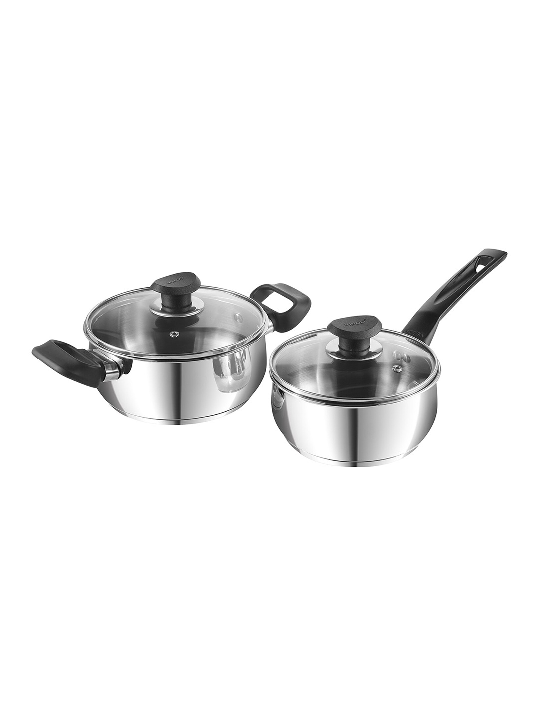

Vinod 2 Pieces of Silver-Toned Solid Stainless Steel Saucepan with Lid