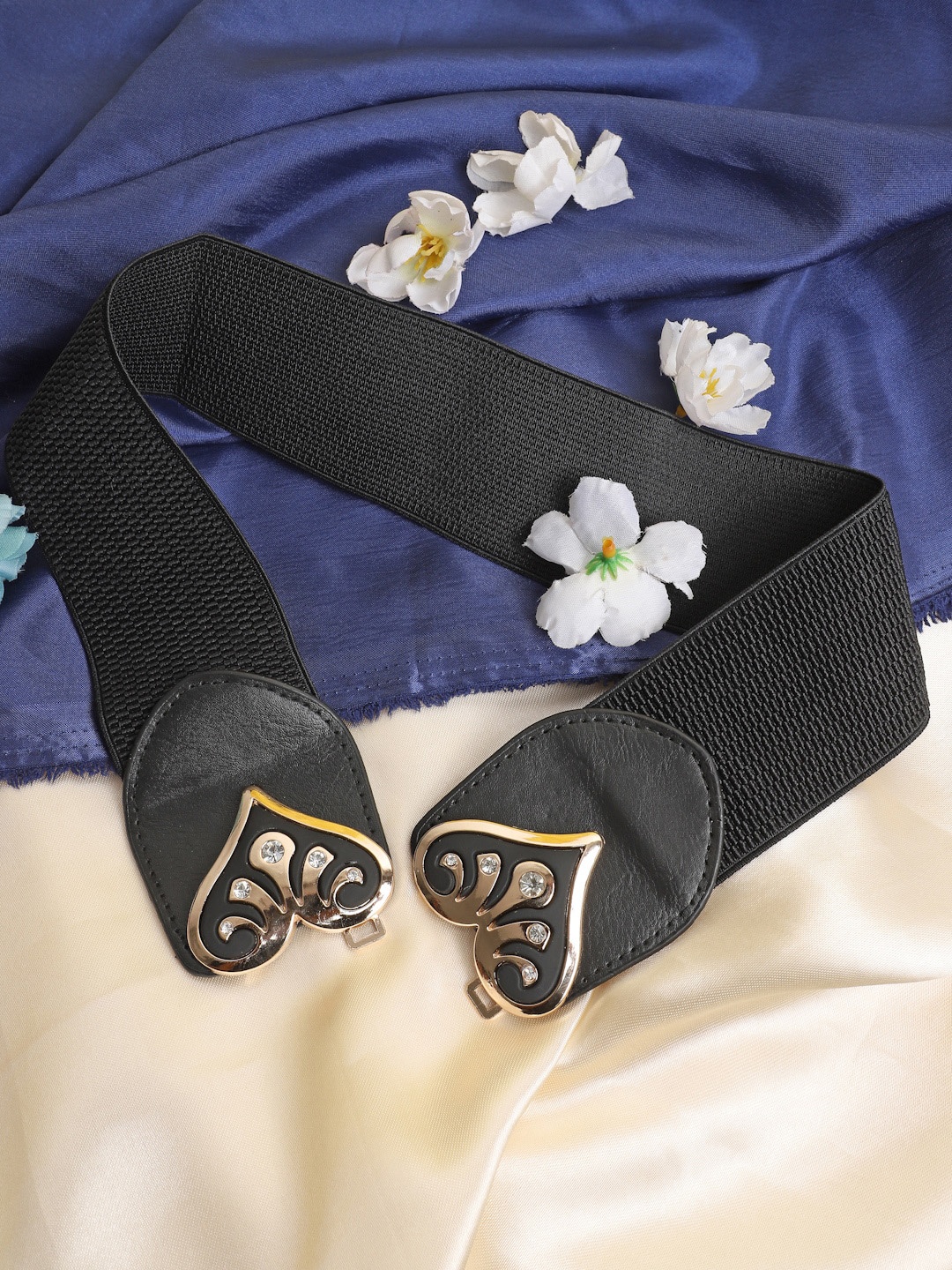 

The Mini NEEDLE Women Black & Gold-Toned Textured Belt