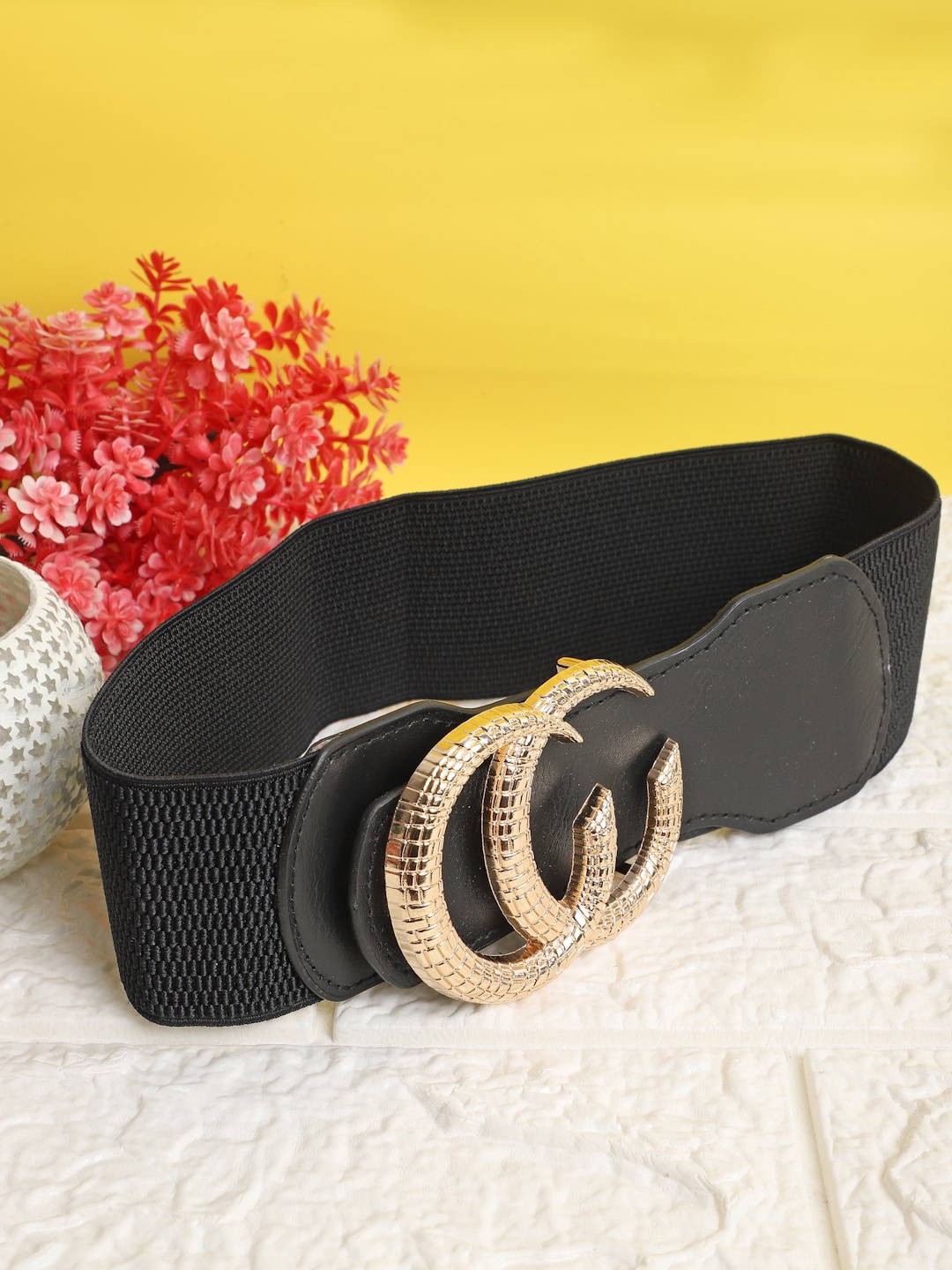 

The Mini NEEDLE Women Black Textured Belt
