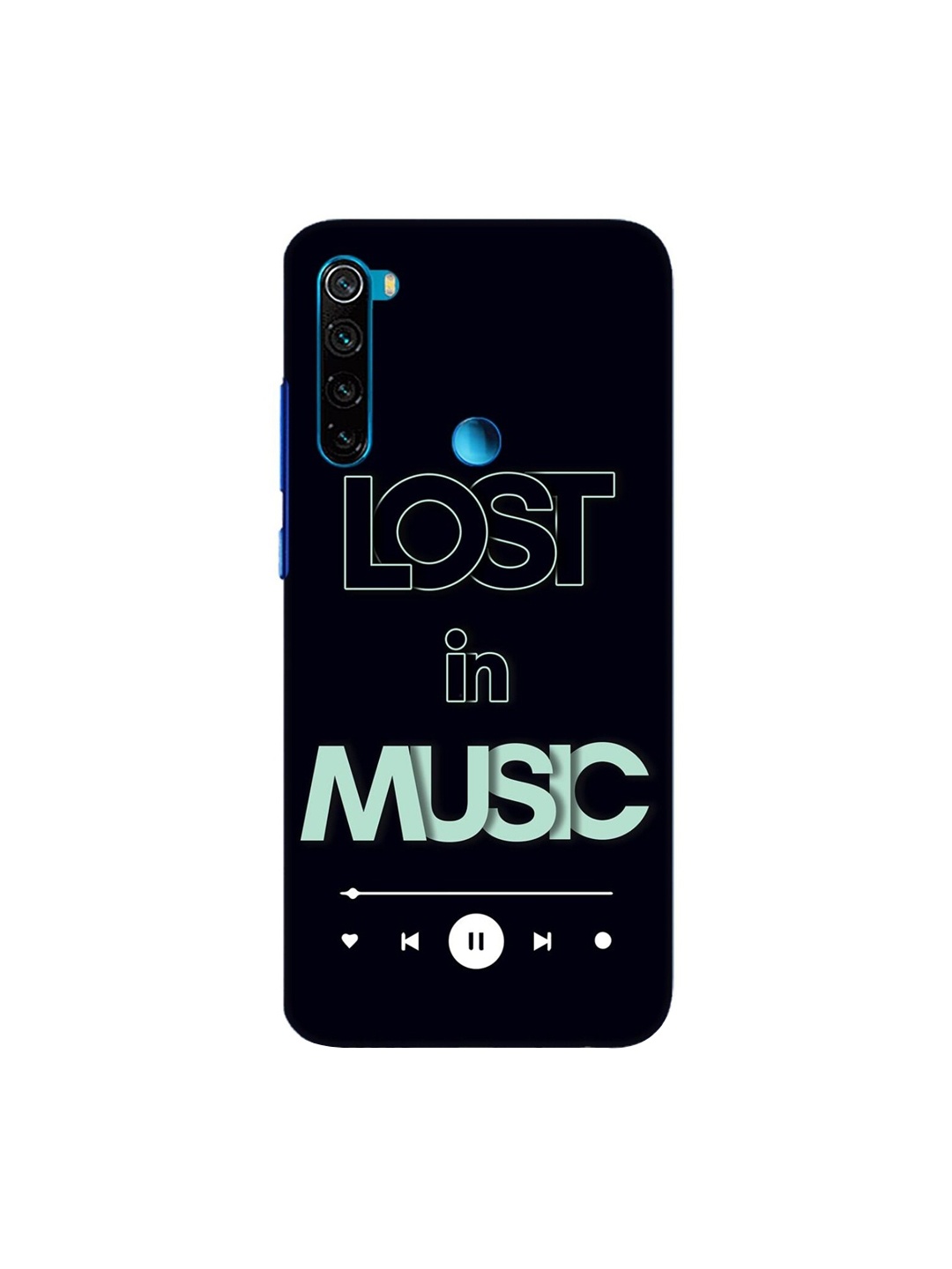 

Bewakoof Green & Black Lost in Music Printed Xiaomi Redmi Note 8 Back Case