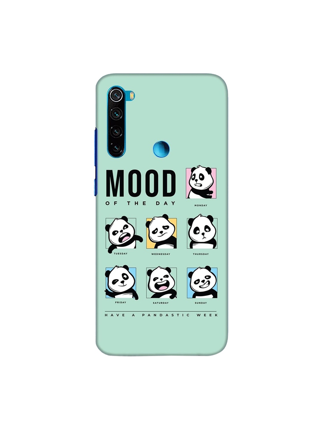 

Bewakoof Sea Green & White Moody Panda Printed Xiaomi Redmi Note 8 Back Case