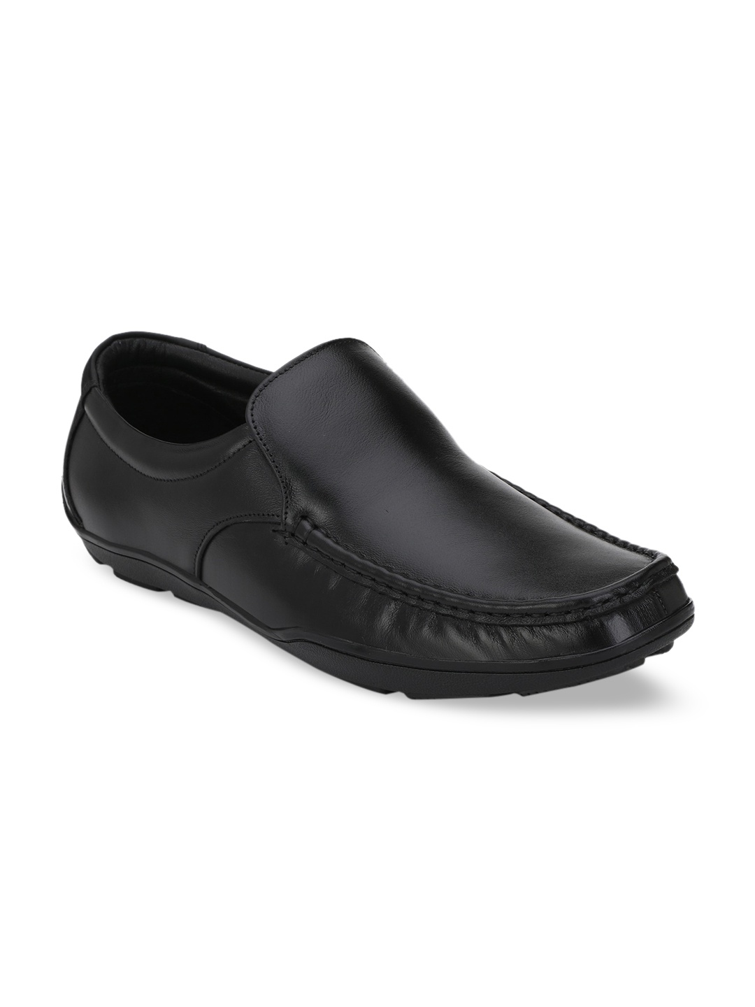 

Fentacia Men Black Solid Leather Formal Slip-Ons