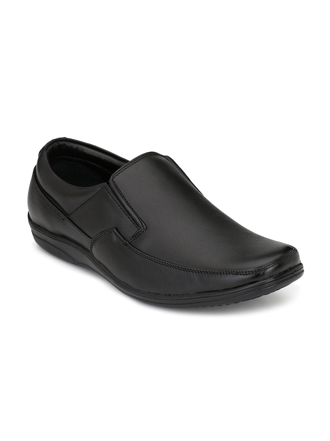 

Fentacia Men Black Solid Formal Leather Slip-On Shoes