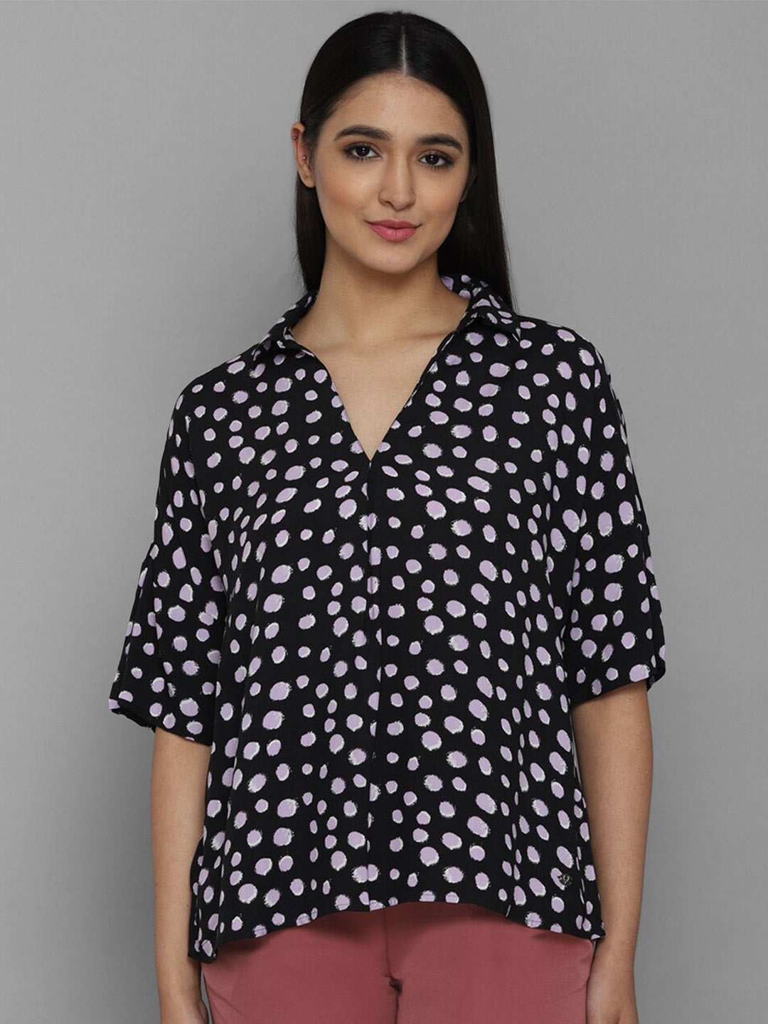 

Allen Solly Woman Black Printed Boxy Top