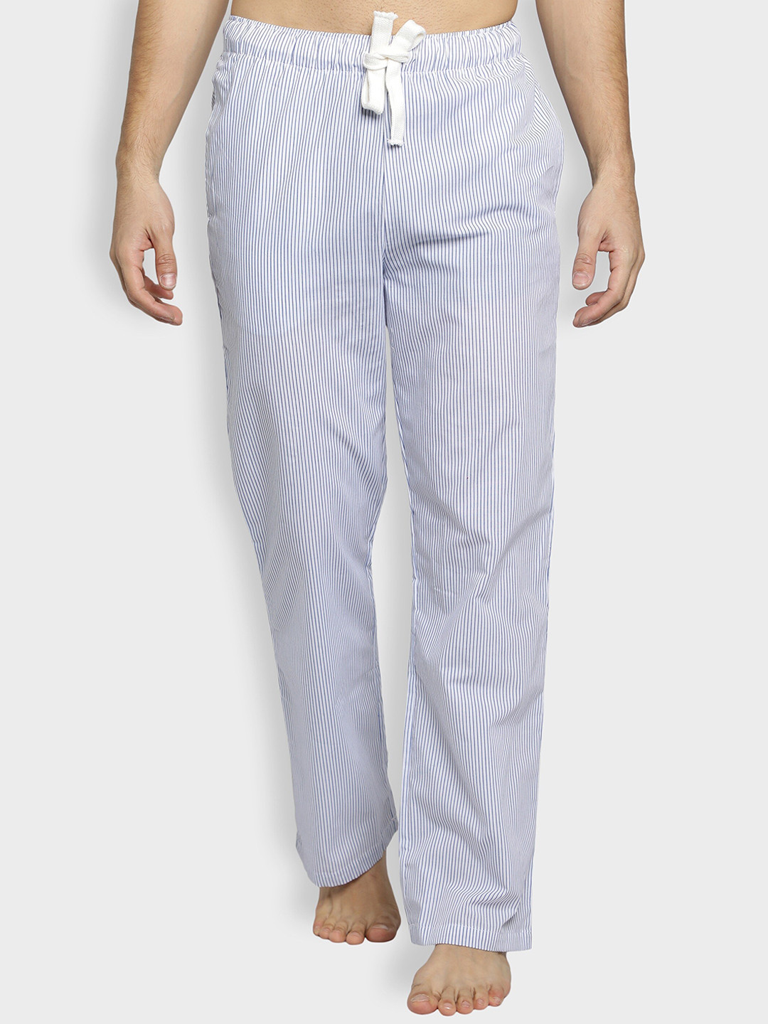 

BStories Men Blue Striped Pure Cotton Lounge Pants