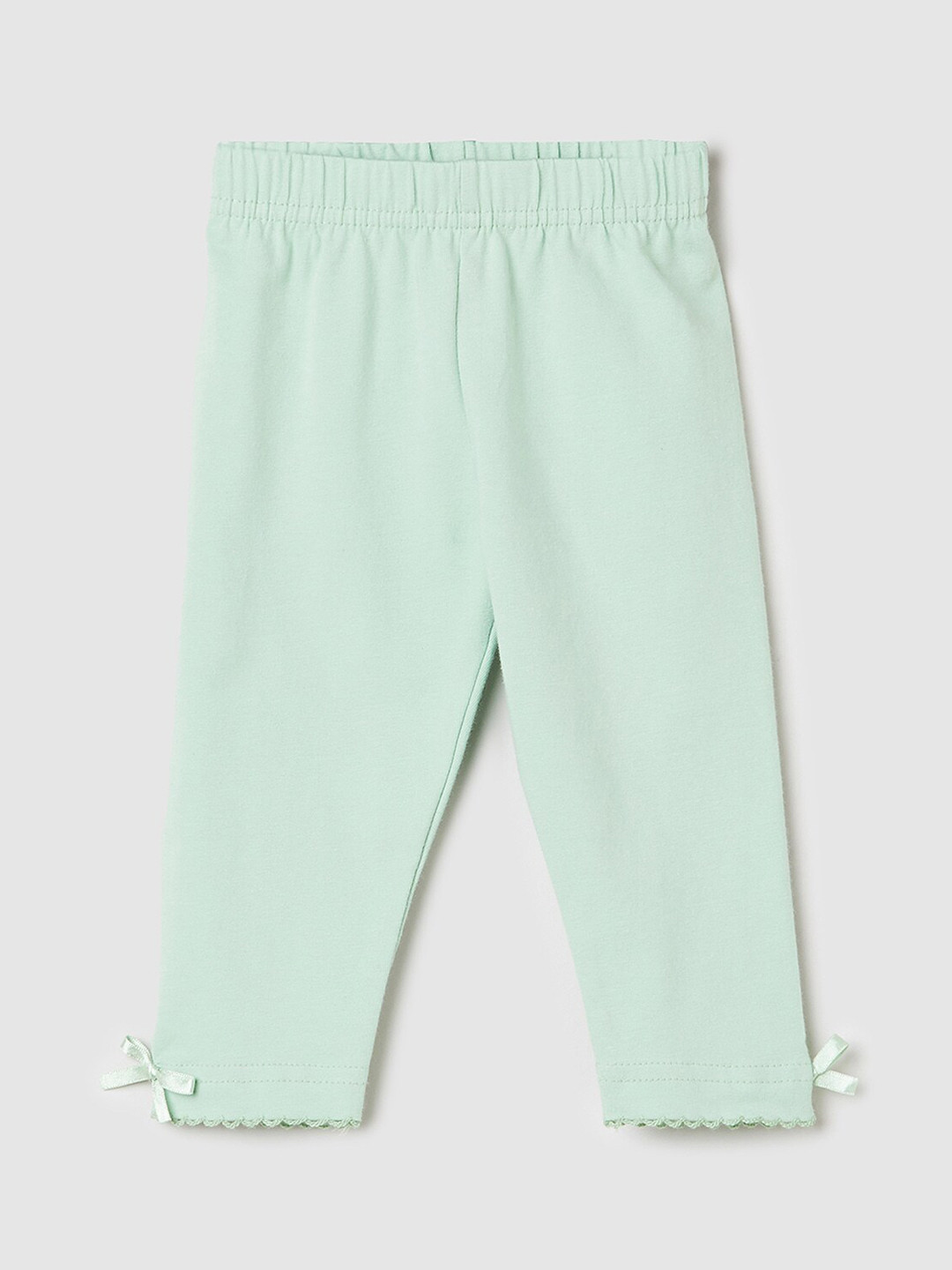 

max Girls Green Solid Ankle Length Leggings