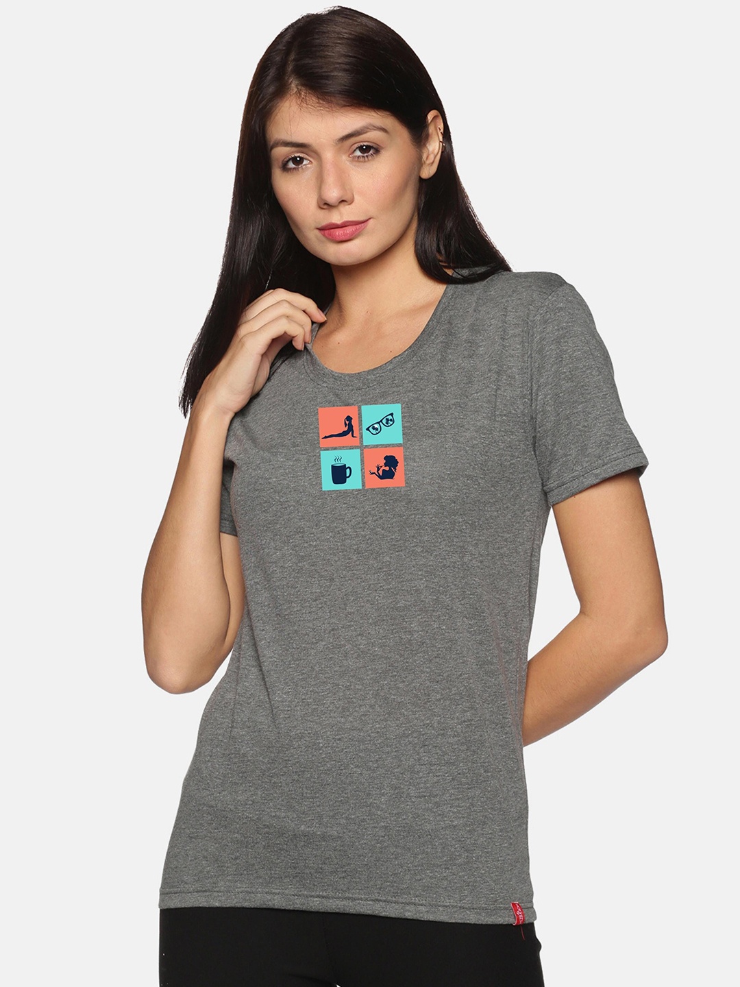 

NOT YET by us Women Grey Cotton T-shirt