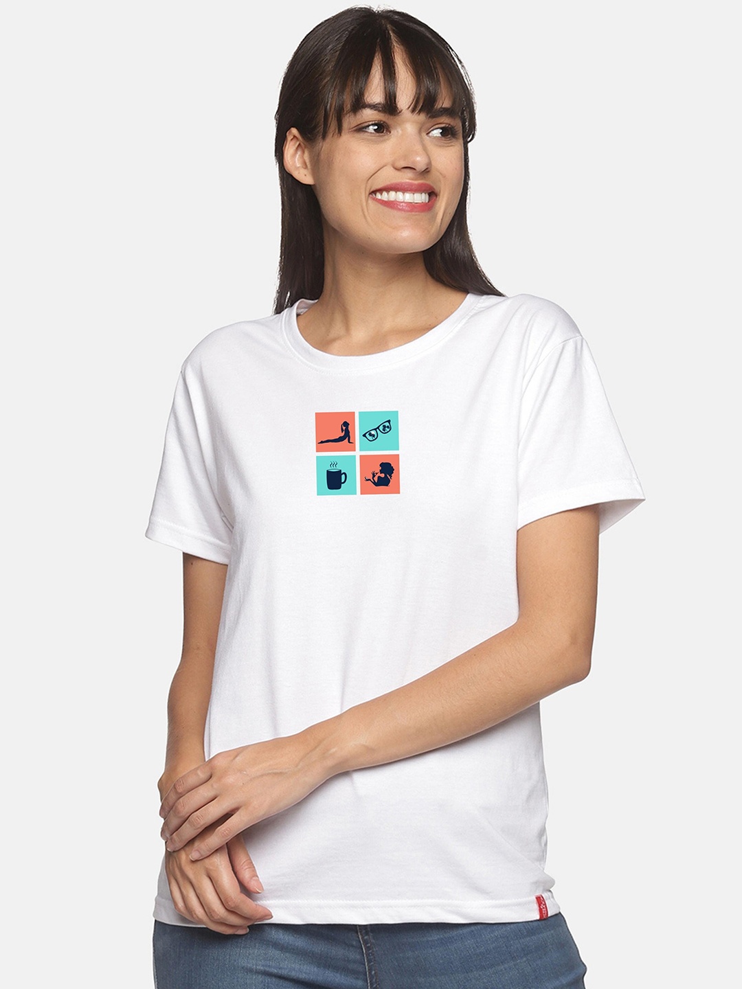 

NOT YET by us Women White Graphic Printed T-shirt