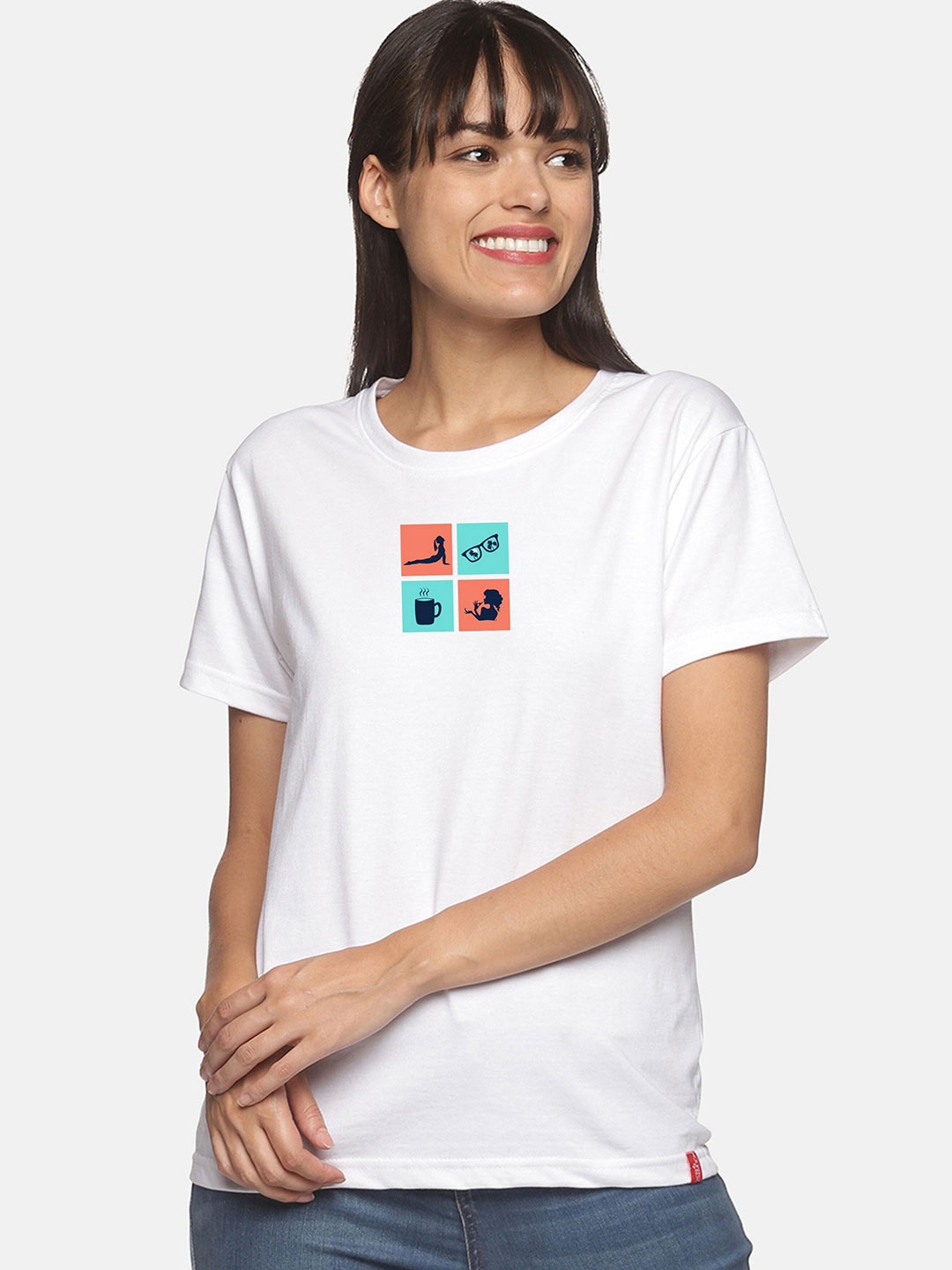 

NOT YET by us Women White Printed T-shirt