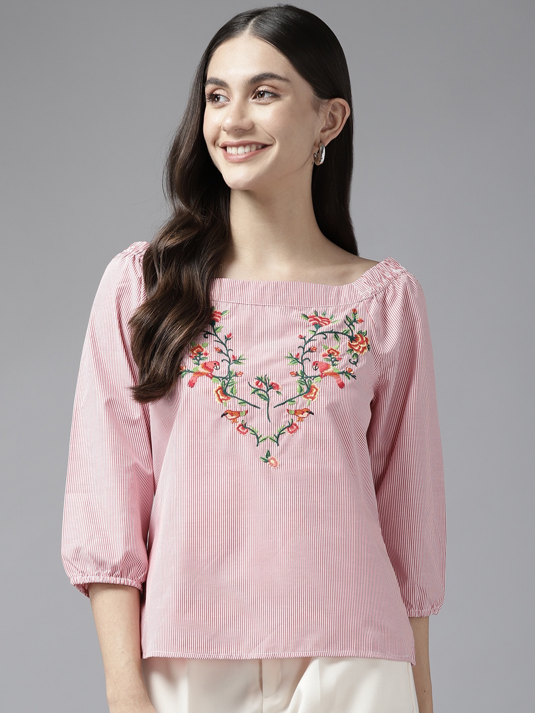 

Aarika Pink Striped Top