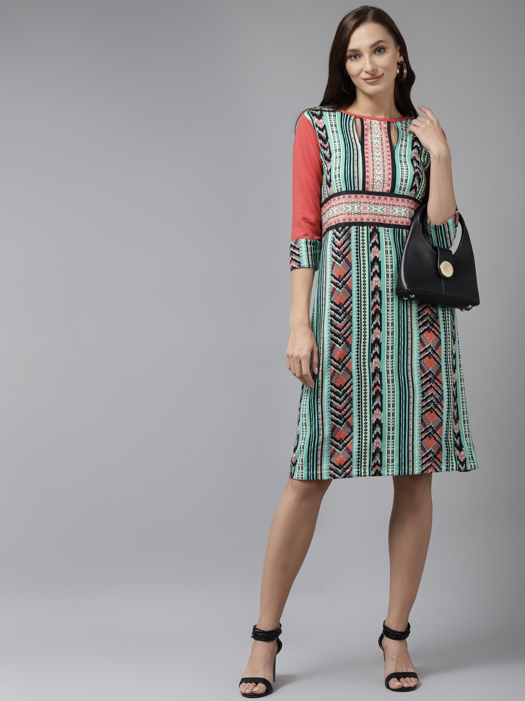 

Aarika Fluorescent Green & Red A-Line Dress