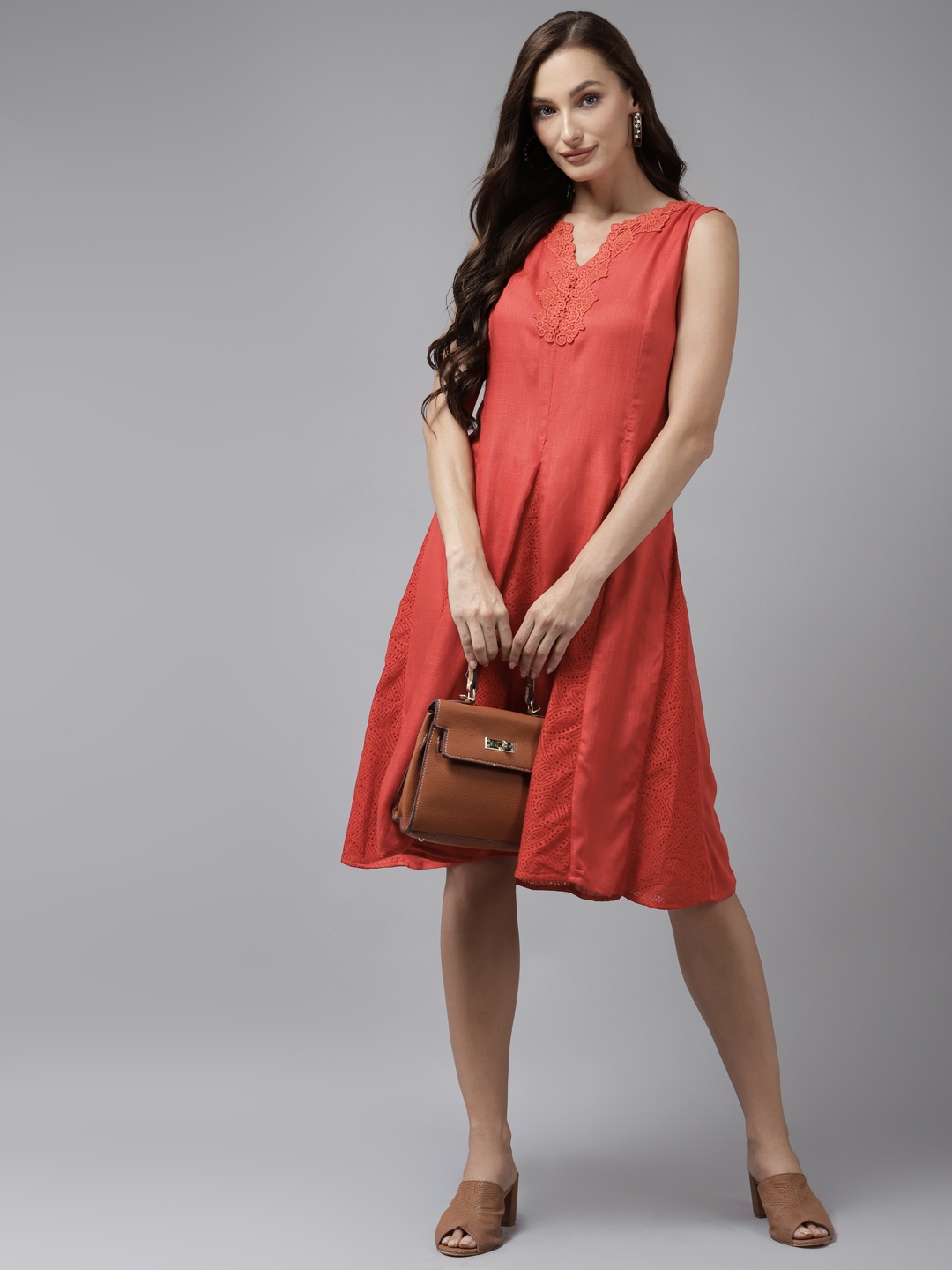 

Aarika Orange A-Line Dress