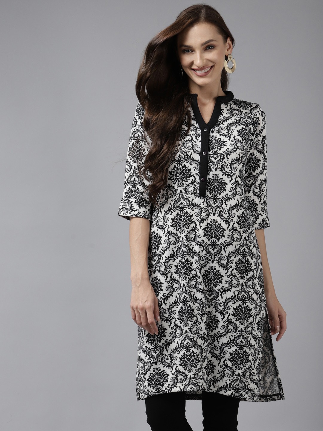 

Aarika Women Black & White Ethnic Motifs Printed Kurta