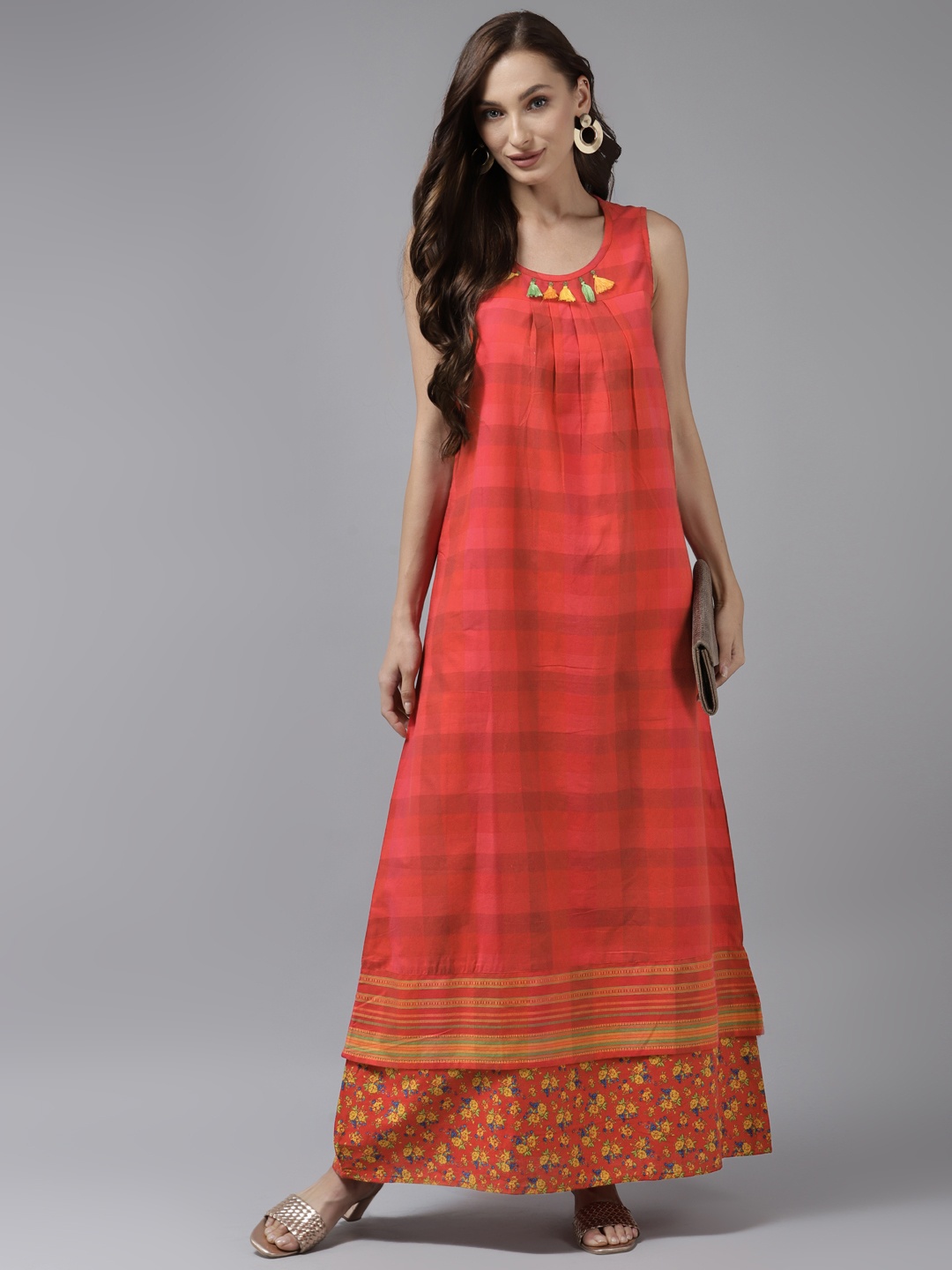 

Aarika Red Floral Maxi Dress