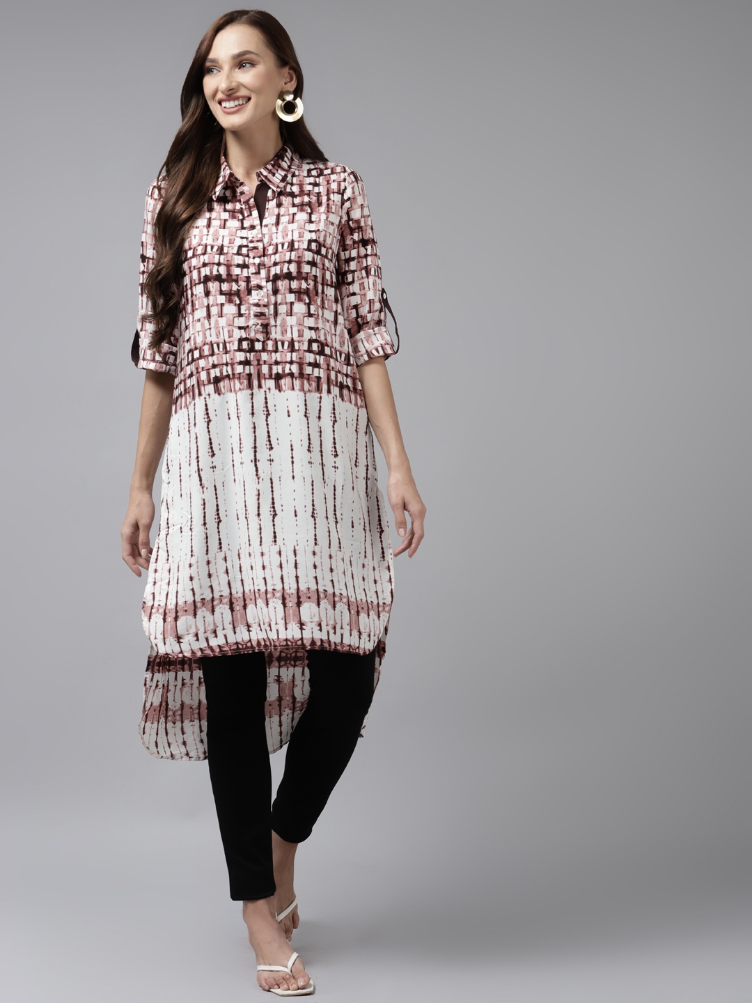 

Aarika Women Cream-Coloured & Brown Printed Kurta