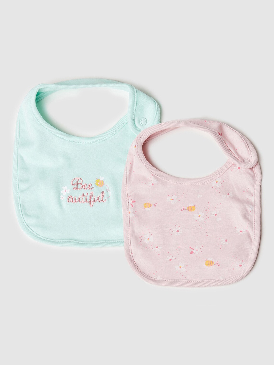 

max Girls Pack of 2 Blue & Pink Printed Bibs