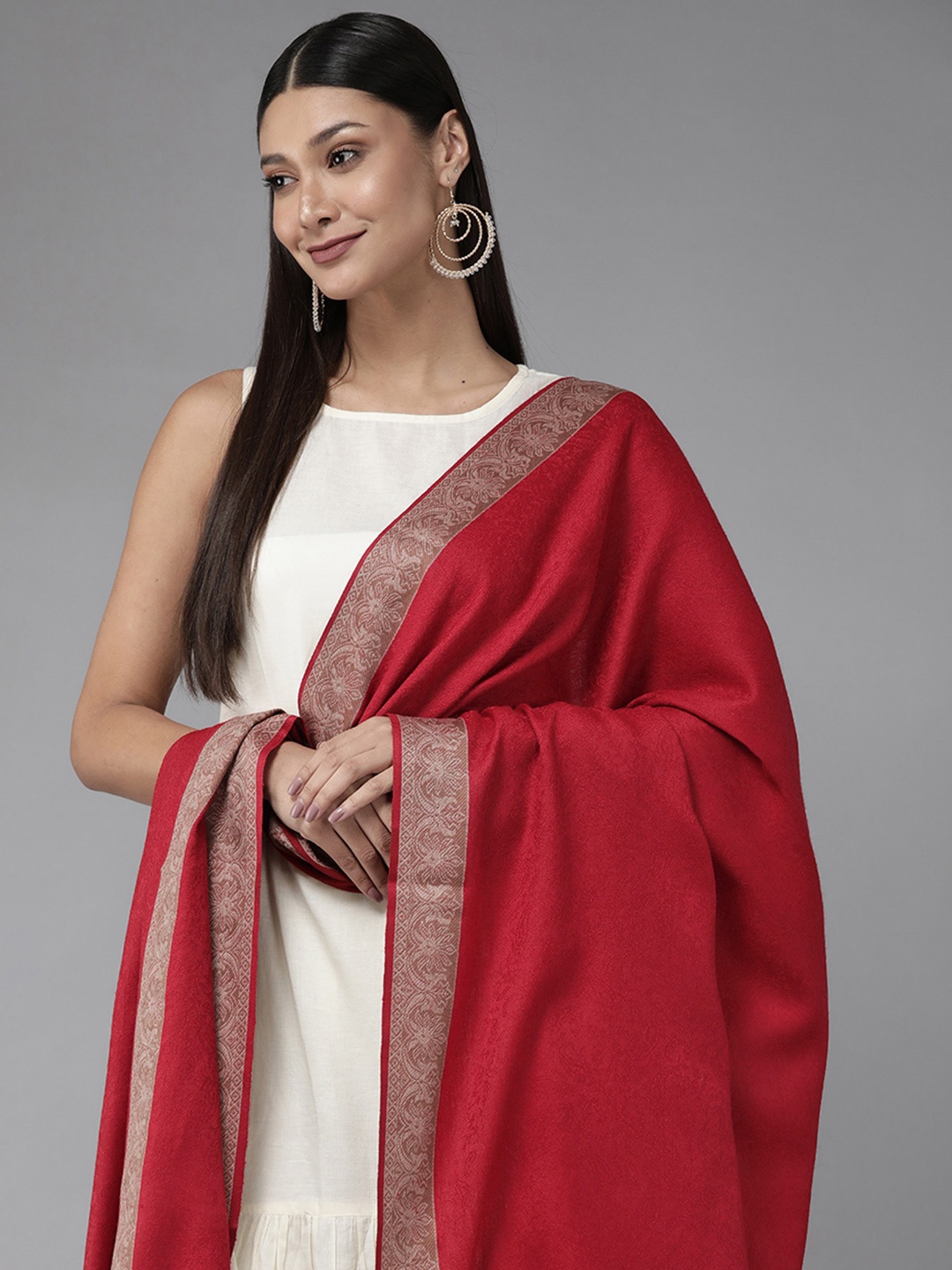 

Cayman Women Red Woollen Shawl