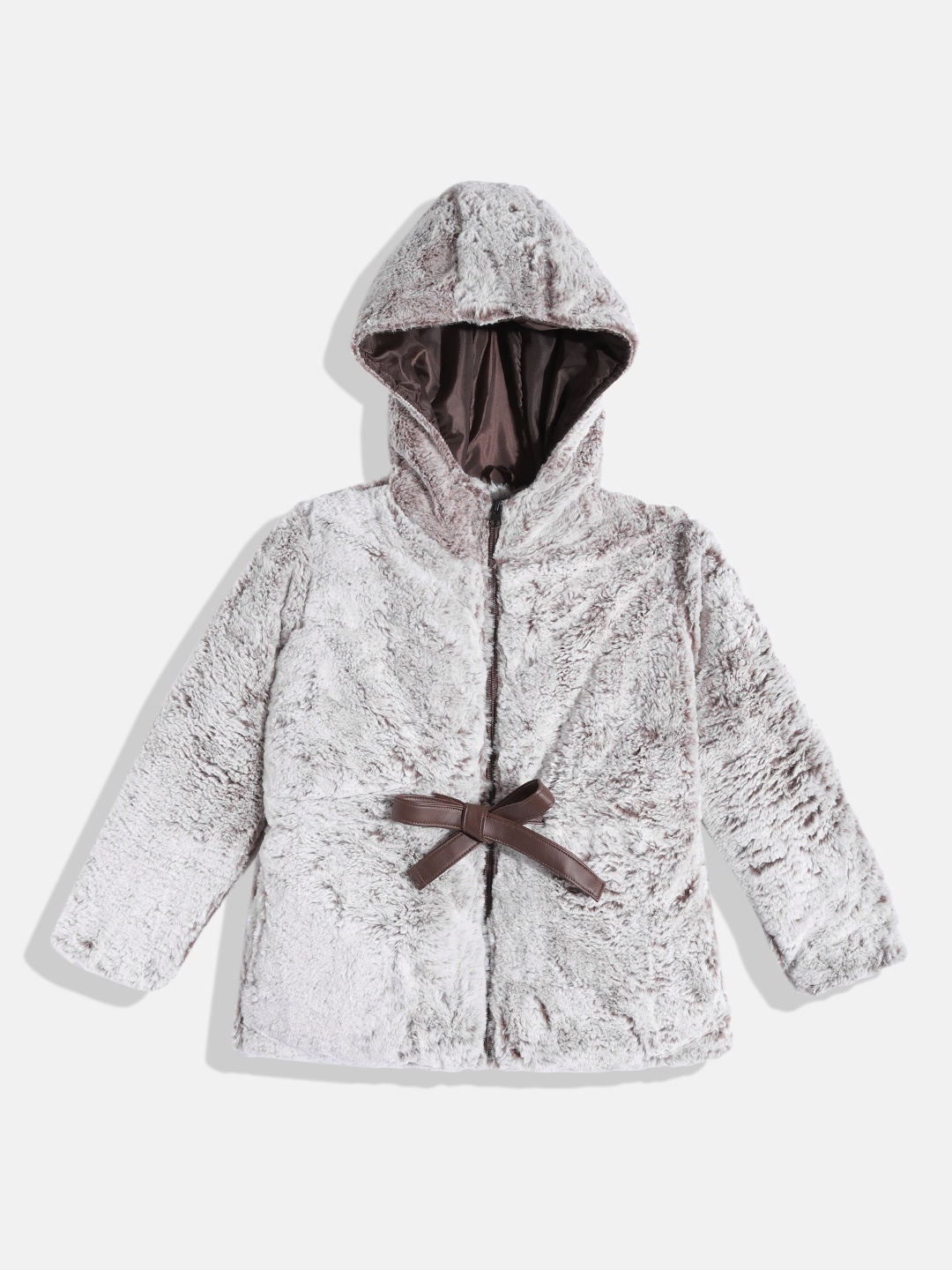 

White Snow Girls Coffee Brown Faux Fur Tailored Jacket