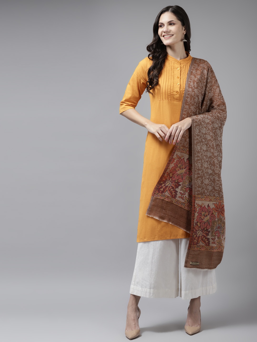 

Cayman Women Brown Woven Design Stole