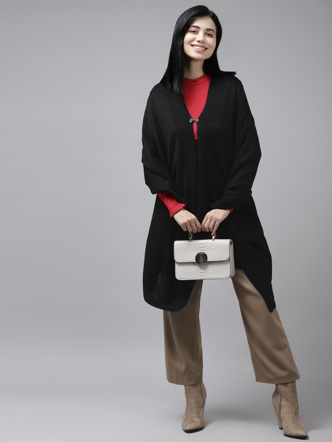 

Cayman Women Black Longline Poncho