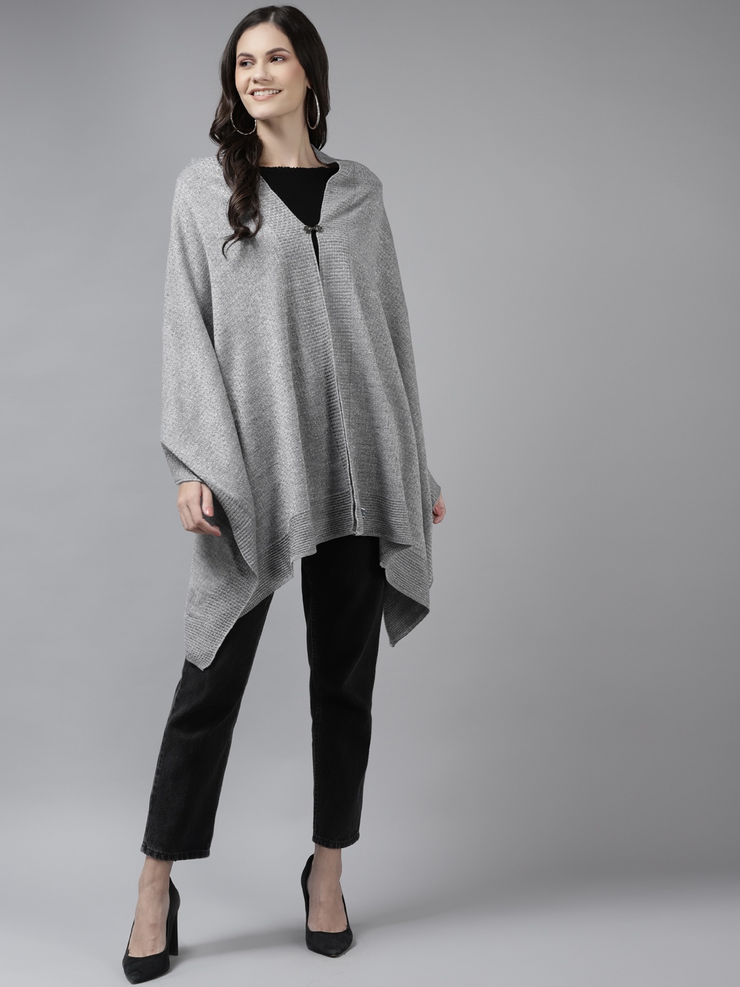 

Cayman Women Grey Woven Design Woollen Winter Stole