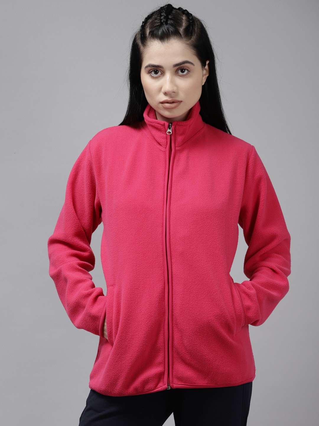 

Cayman Women Pink Mock Collar Sweatshirt