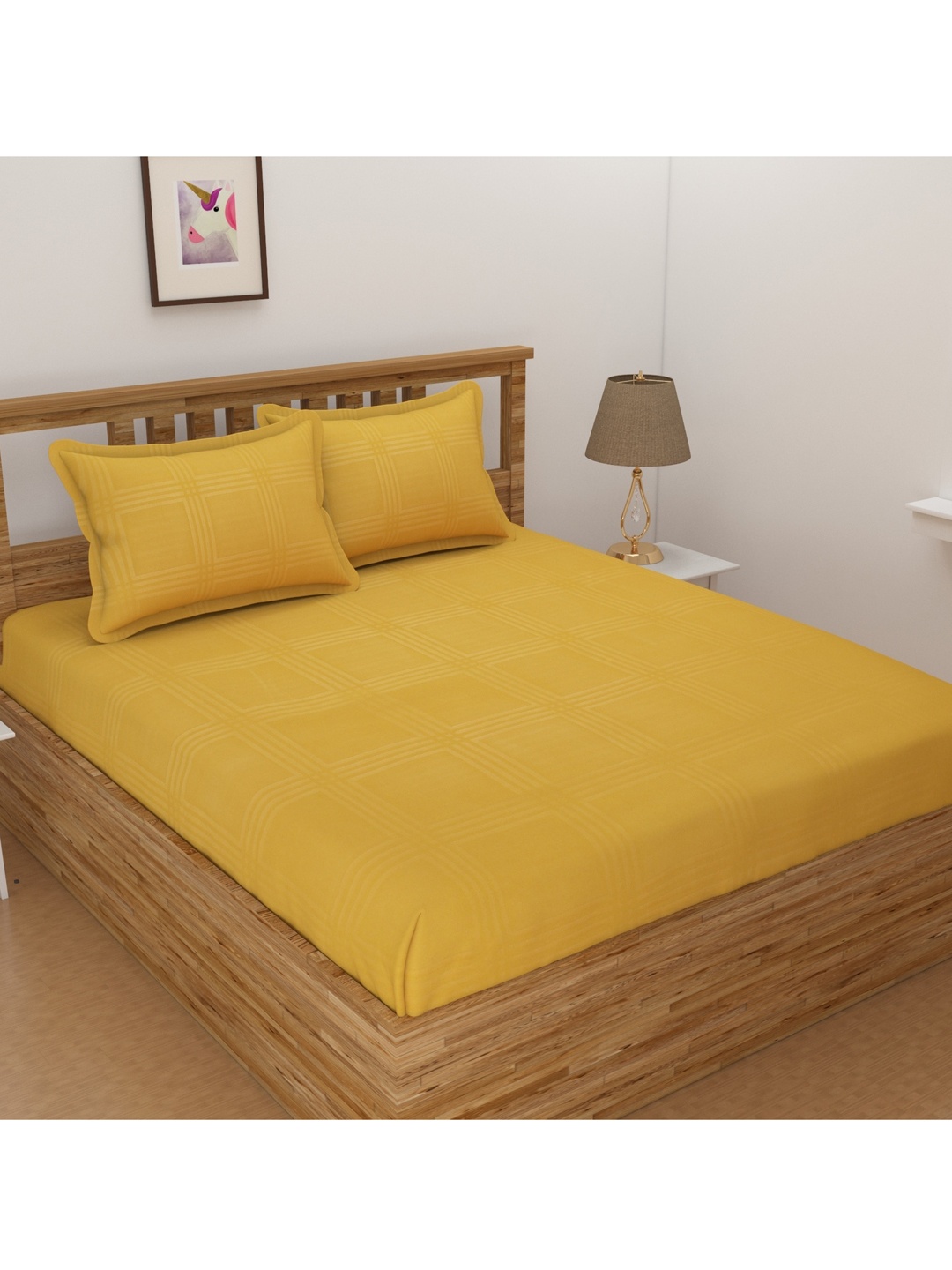 

BELVOSTUM Mustard Geometric Crib Bedsheet with 2 Pillow Covers