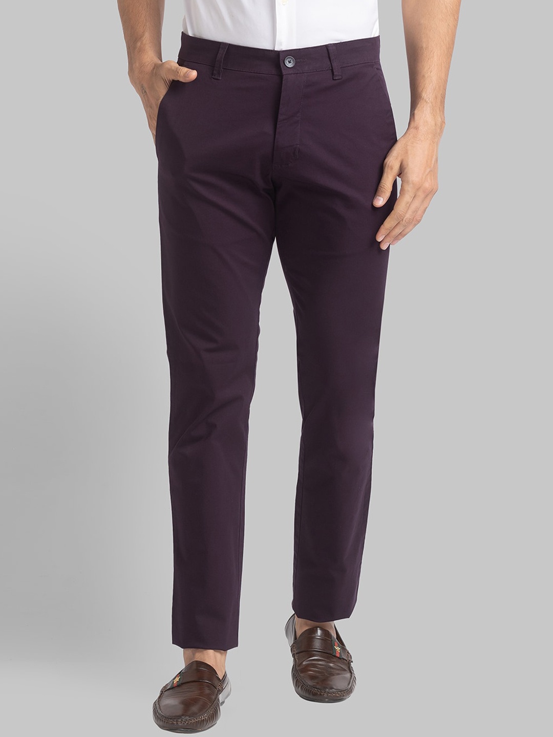 

Parx Men Violet Cotton Regular Trouser
