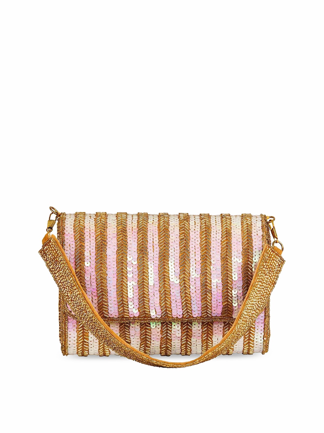 

Tarini Nirula Gold-Toned Embellished Structured Sling Bag