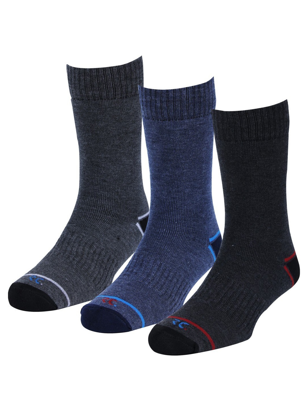 

RC. ROYAL CLASS Men Pack Of 3 Patterned Calf Length Socks, Blue