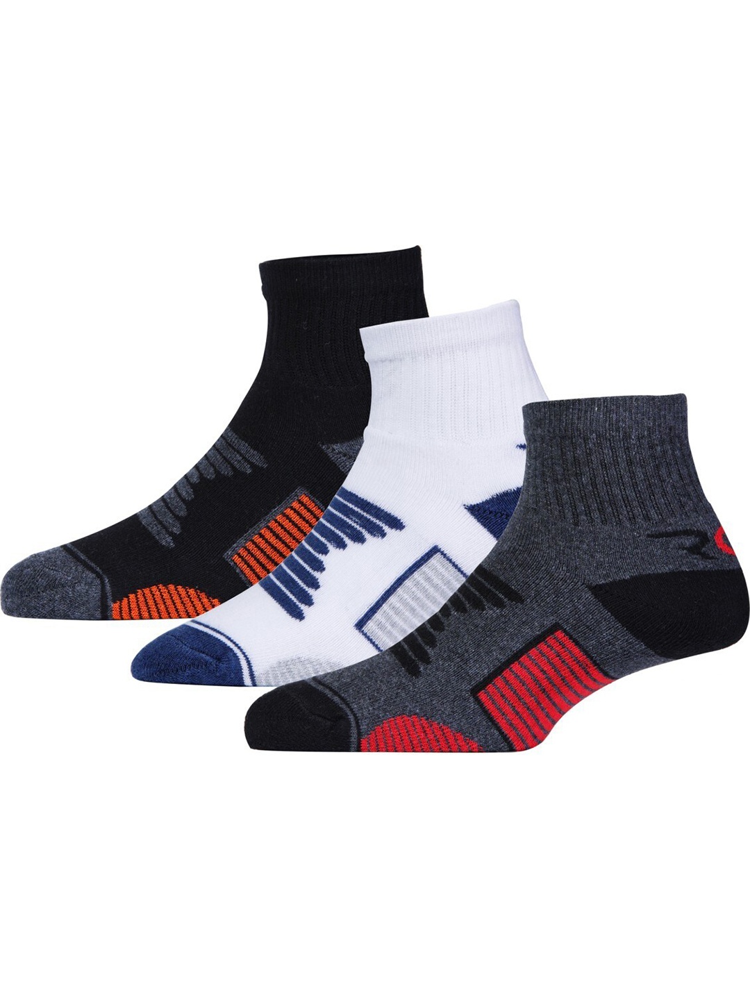 

RC. ROYAL CLASS Men Pack Of 3 Patterned Ankle-Length Socks, Grey
