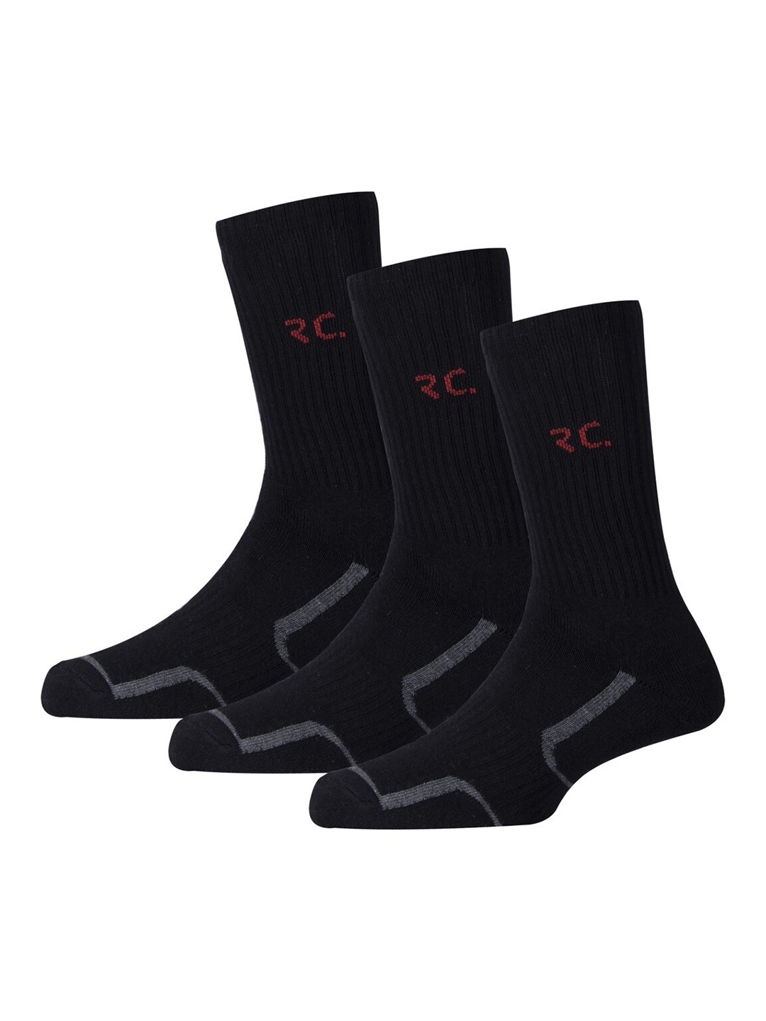 

RC. ROYAL CLASS Men Pack Of 3 Black Patterned Cotton Calf-Length Socks