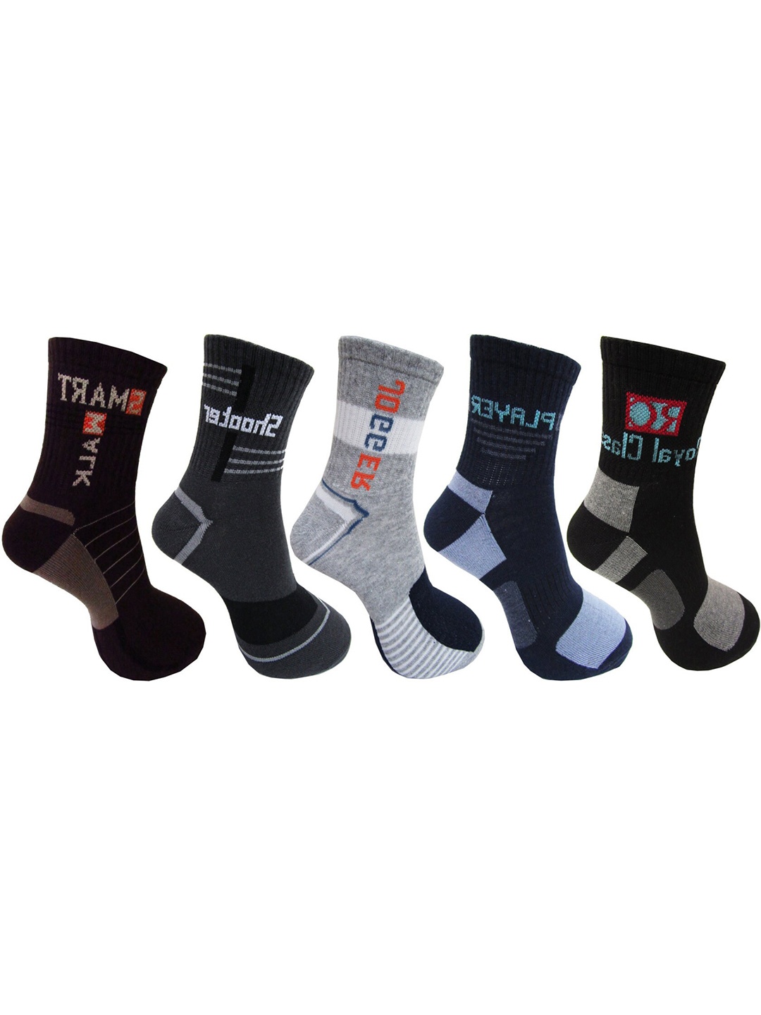 

RC. ROYAL CLASS Men Pack Of 5 Black & Blue Patterned Calf Length Socks