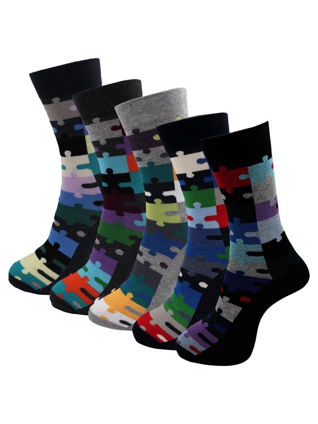 

RC. ROYAL CLASS Men Pack Of 5 Patterned Calf Length Socks, Multi